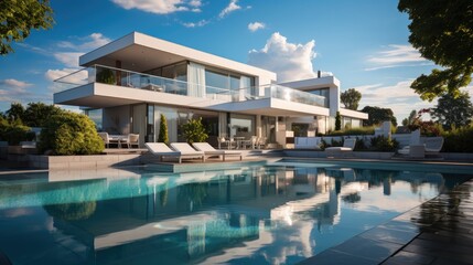 Fototapeta premium A modern house with pool.