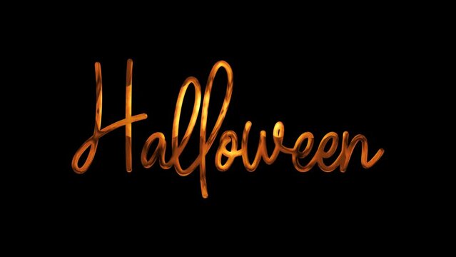 Happy Hallowen Handwriting Text Animation, Orange Color Text Animation, 4K videos, Halloween Ink Drop Word Text animation. Alpha Channel