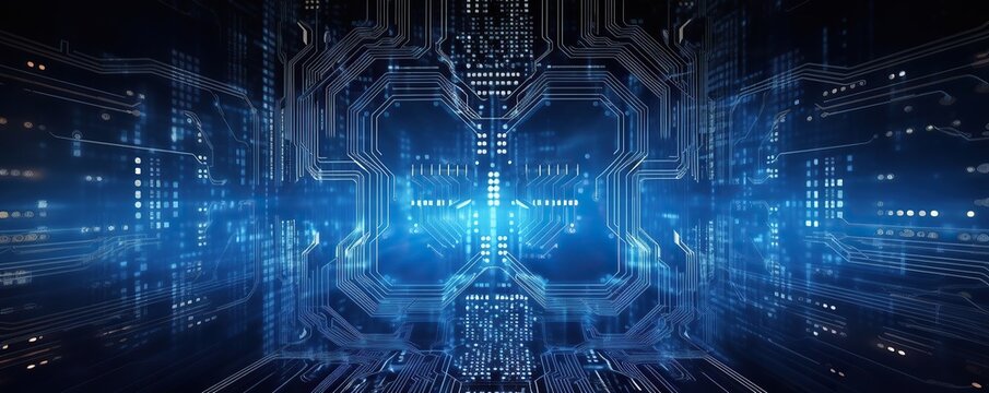 hi-tech digital background in blue color.Generative AI