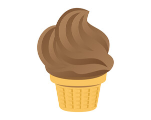 The isolated soft brown chocolate cone ice cream icon