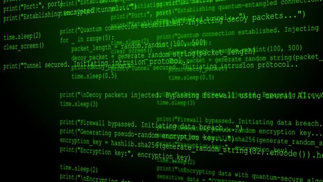 Hacking code on screen, ransomware malware attack computer data security breach