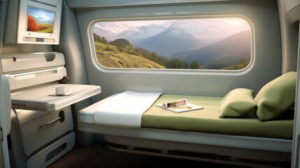 Mattresses inside the motorhome with stunning view.