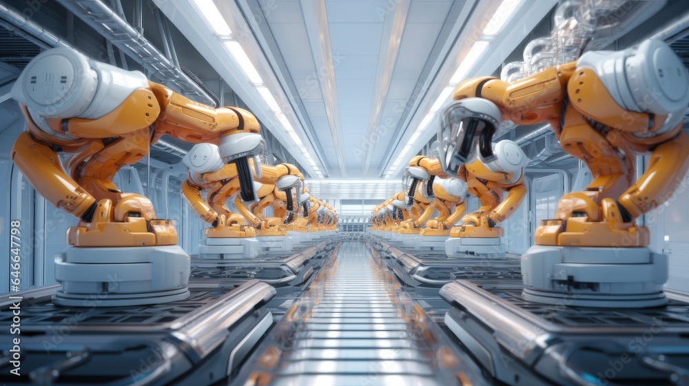 Aufkleber Robot Workers In Factory.