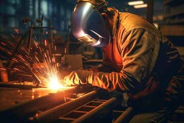 An experienced welder can easily work with a variety of materials, using a variety of welding techniques and equipment to create strong, reliable structures. - obrazy, fototapety, plakaty