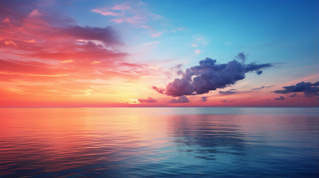 Beautiful sunset on the lake, peaceful landscape