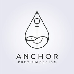 nautical anchor logo icon symbol line art marine sign template background vector illustration design