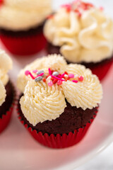 Red Velvet Cupcakes with White Chocolate Ganache Frosting