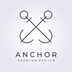 nautical anchor logo icon symbol line art marine sign template background vector illustration design