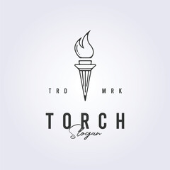 simple torch fire logo line art symbol icon template background vector illustration design