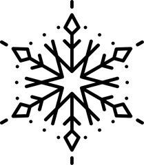 Snowflake Christmas outline icon. New Year holiday outline pictogram, Christmas festive or Xmas celebration winter season thin line vector symbol or icon with snowflake ornament