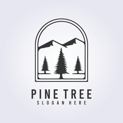 evergreen logo pine tree icon symbol vector illustration design