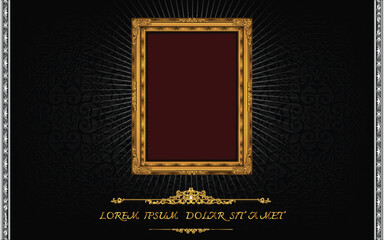 Royal frame on golden pattern background