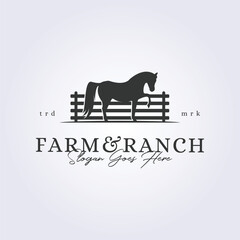 logo of farm and ranch vector illustration horse icon symbol template design