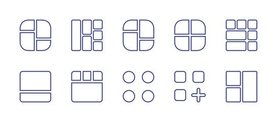 Grid line icon set. Editable stroke. Vector illustration. Containing sections, grid lines, site map, layout, grid.