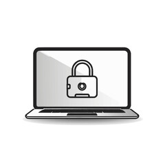 encrypted laptop icon illustration