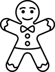 Gingerbread man cookie Christmas line icon. Xmas celebration thin line sign, New Year festive or winter season holiday outline vector pictogram or symbol with holiday sweet dessert