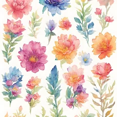 Poster Im Rahmen background with flowers seamless pattern  © nuiiko