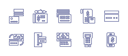 Payment line icon set. Editable stroke. Vector illustration. Containing credit card, taxes, payment method, credit card payment, payment, card, bill, fuel, pos terminal.