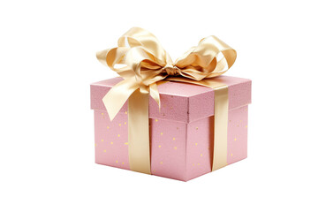 Pink Christmas gift box, pink and gold gift box isolated PNG - obrazy, fototapety, plakaty