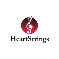 note symbol with guitar. vector logo