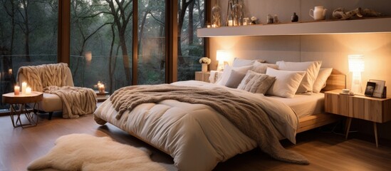 spacious and cozy bedroom with ample pillows