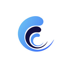 Water wave vector icon concept in a letter "C" logo icon design template.