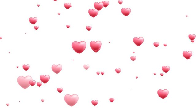 Animated floating Pink Red love hearts on Transparent background. Alpha Channel. Suitable for projects related to love, Valentine's Day & Romance. Heart floating Animation