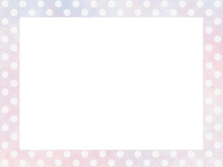 水彩風ブルーとピンクのぼかしと白ドット(フレーム素材)