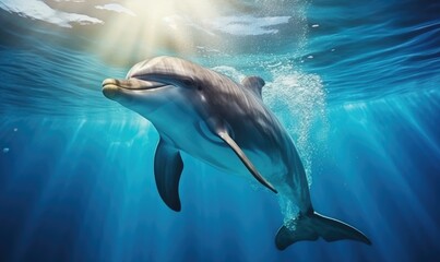 With a graceful leap, the dolphin soared through the air before plunging into the crystal-clear water.
