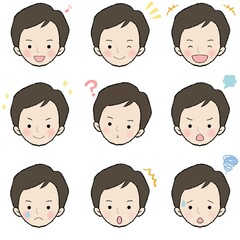 社会人(男性) 表情セットイラスト