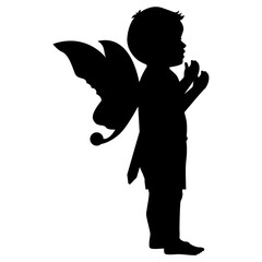 cute fairy boy silhouette illustration