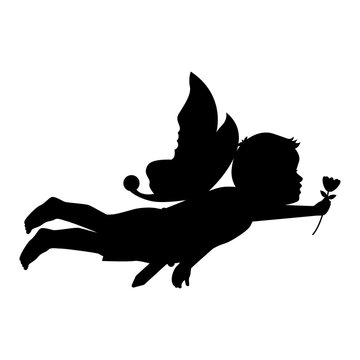 cute fairy boy silhouette illustration