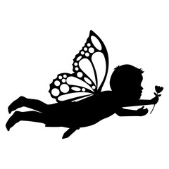 cute fairy boy silhouette illustration