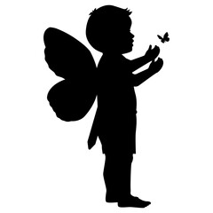 cute fairy boy silhouette illustration