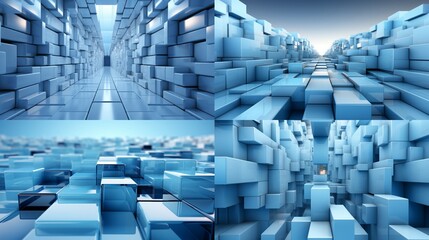 Digital Design: Exploring Futuristic Architecture and Geometric Patterns in a 3D Business Cityscape, generative AI