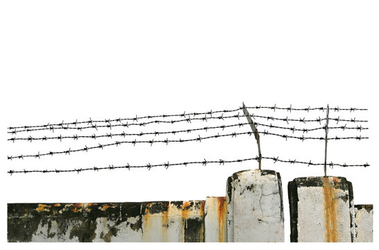Barbed wire on the wall on transparent png
