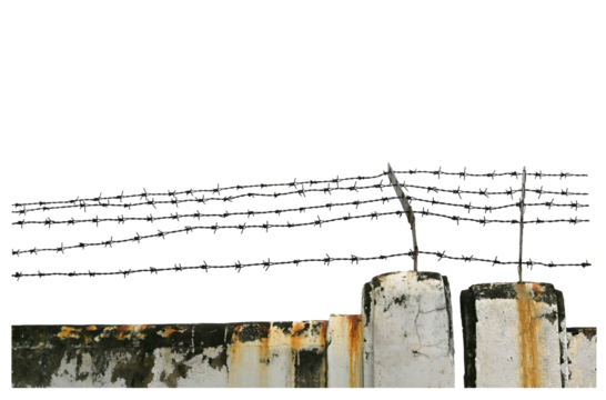 Barbed wire on the wall on transparent png