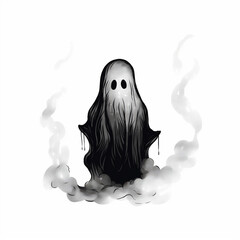 Mysterious Hand-Drawn Halloween Ghost