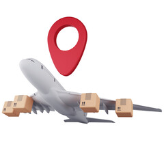 Logistics transportation service by air clipart flat design icon isolated on transparent background, 3D render logistic and delivery concept
