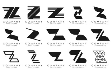 Set of abstract letter z logo design. icons for business of luxury, elegant, simple with black color