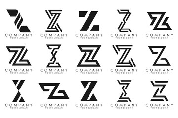 Set of abstract letter z logo design. icons for business of luxury, elegant, simple with black color