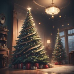 Christmas tree with lights. Yuletide Radiant Showcase