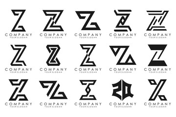 Set of abstract letter z logo design. icons for business of luxury, elegant, simple with black color