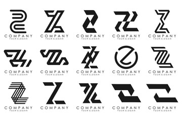 Obraz premium Set of abstract letter z logo design. icons for business of luxury, elegant, simple with black color