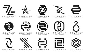 Set of abstract letter z logo design. icons for business of luxury, elegant, simple with black color