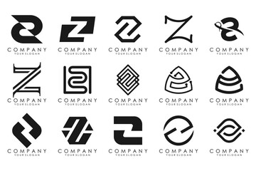 Set of abstract letter z logo design. icons for business of luxury, elegant, simple with black color
