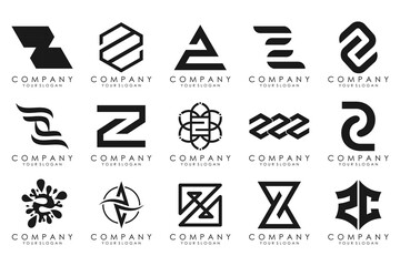 Set of abstract letter z logo design. icons for business of luxury, elegant, simple with black color