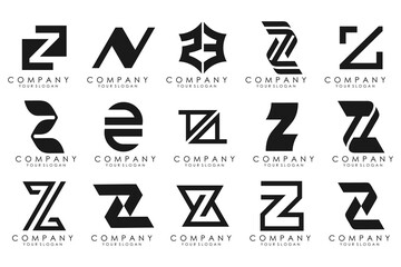 Set of abstract letter z logo design. icons for business of luxury, elegant, simple with black color