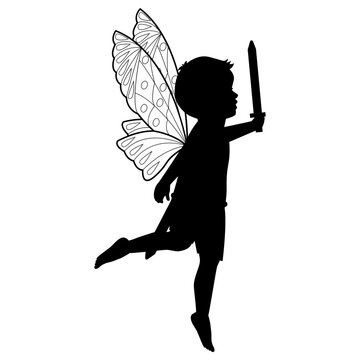 cute fairy boy silhouette illustration