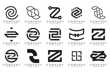 Set of abstract letter z logo design. icons for business of luxury, elegant, simple with black color